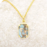 Amazonite Necklace - 925 Silver - Gold Plated Pendant Necklace - 10x14mm Cushion - High Quality Jewelry - Gift For Niece - Jewelry For Girl